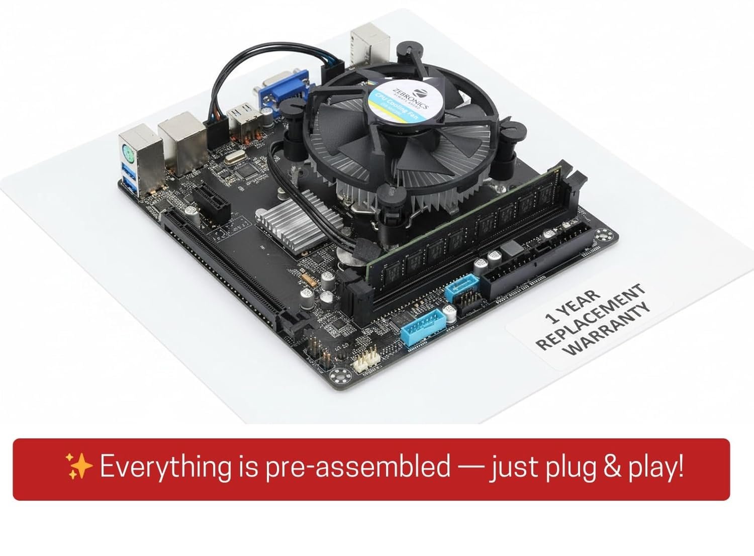 H81 Motherboard with i5 4th Gen 4570/4590/4460/4440 + 8GB DDR3 1600MHz RAM + CPU Fan – Pre-Assembled & Pre-Tested Desktop Combo Ideal for Student PCs, Professional and Home Media, with 1 Year Warranty