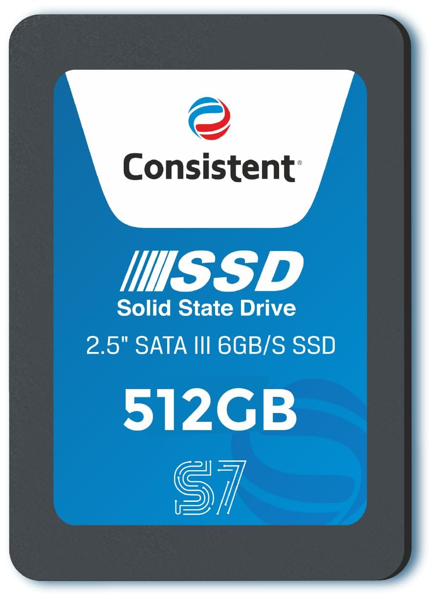 Consistent SSD 512GB 2.5 Inch SATA Internal SSD - Read: 550MB/s & Write: 500MB/s - Solid-State Drive 5 Year Warranty (512, GB)
